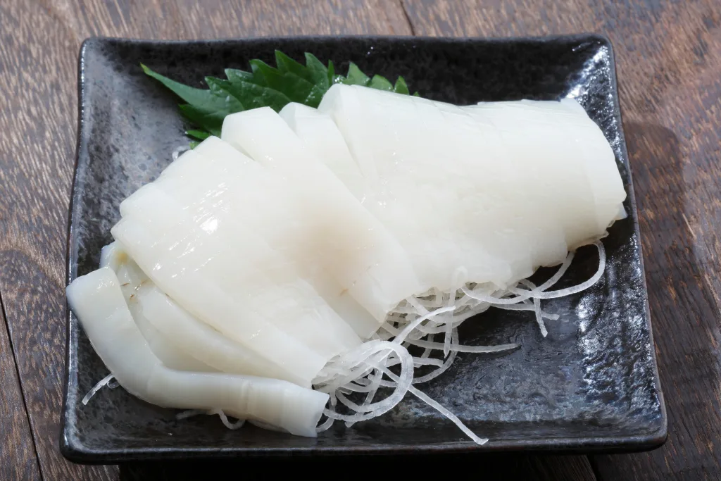 Japanese squid sashimi