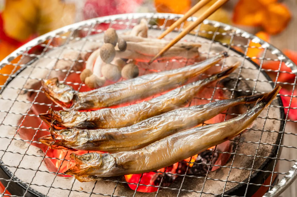 Grilled Shishamo, a sardine like fish that is often half dried before being grilled. A delicacy of Eastern Hokkaido.